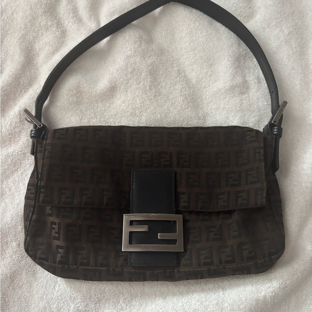 Fendi Black and Brown Monogram Shoulder Bag